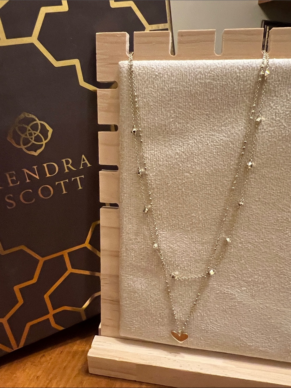 Kendra Scott Gold Double Layer Necklace with Heart Pendant